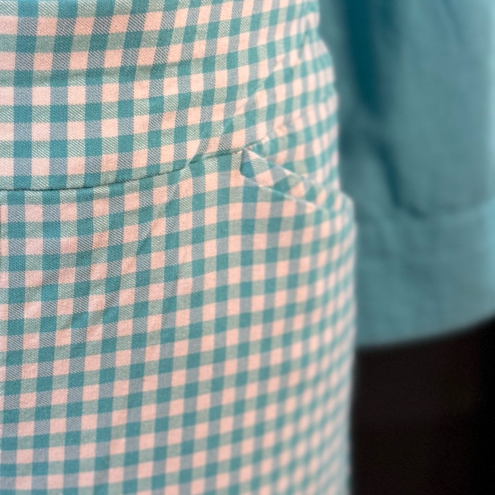 Chico's Turquoise Embroidered Blouse, Sleeveless Tunic and Gingham Pants Set - Picture 4 of 11